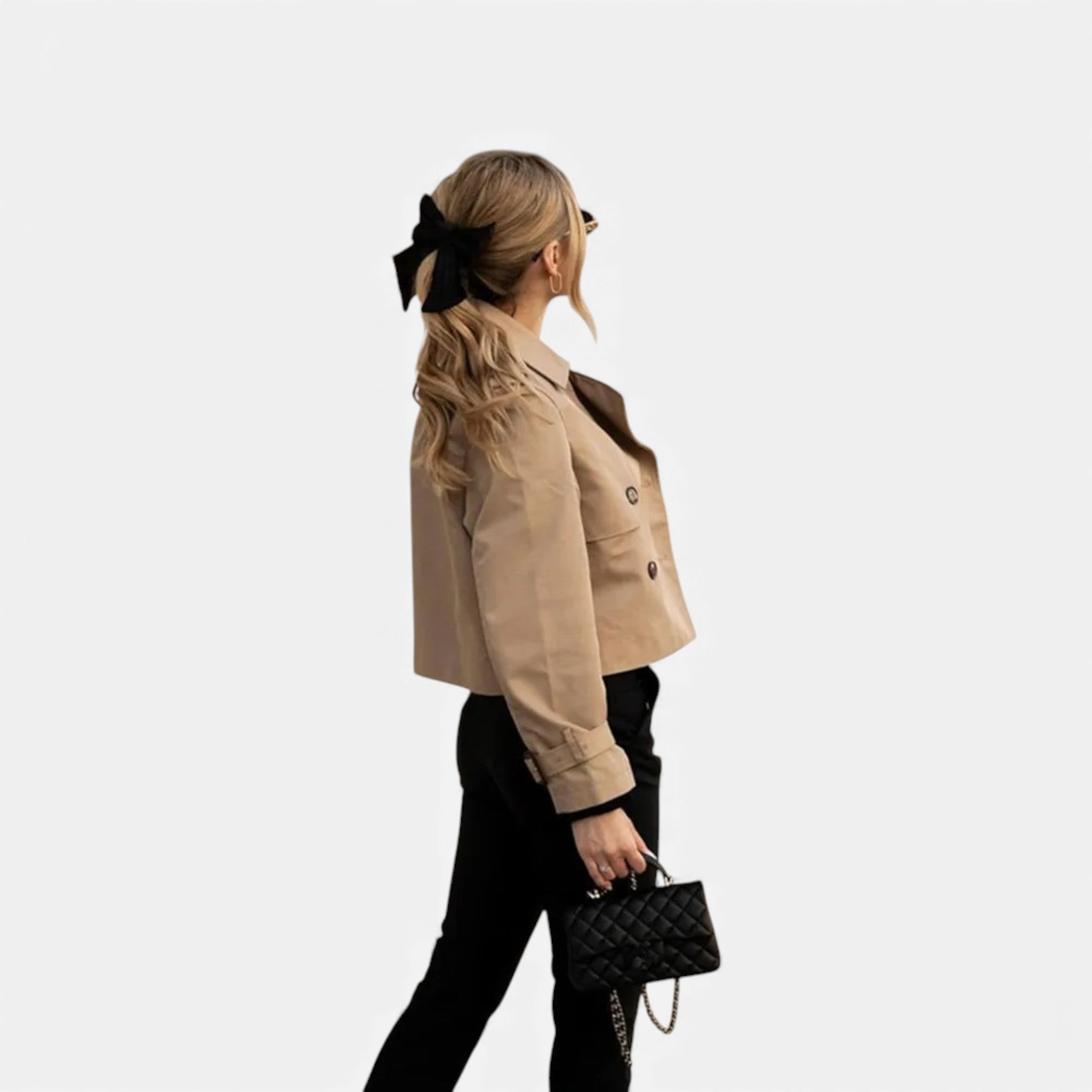 Luzeva | Women’s Cropped Trench Jacket – Vintage Chic