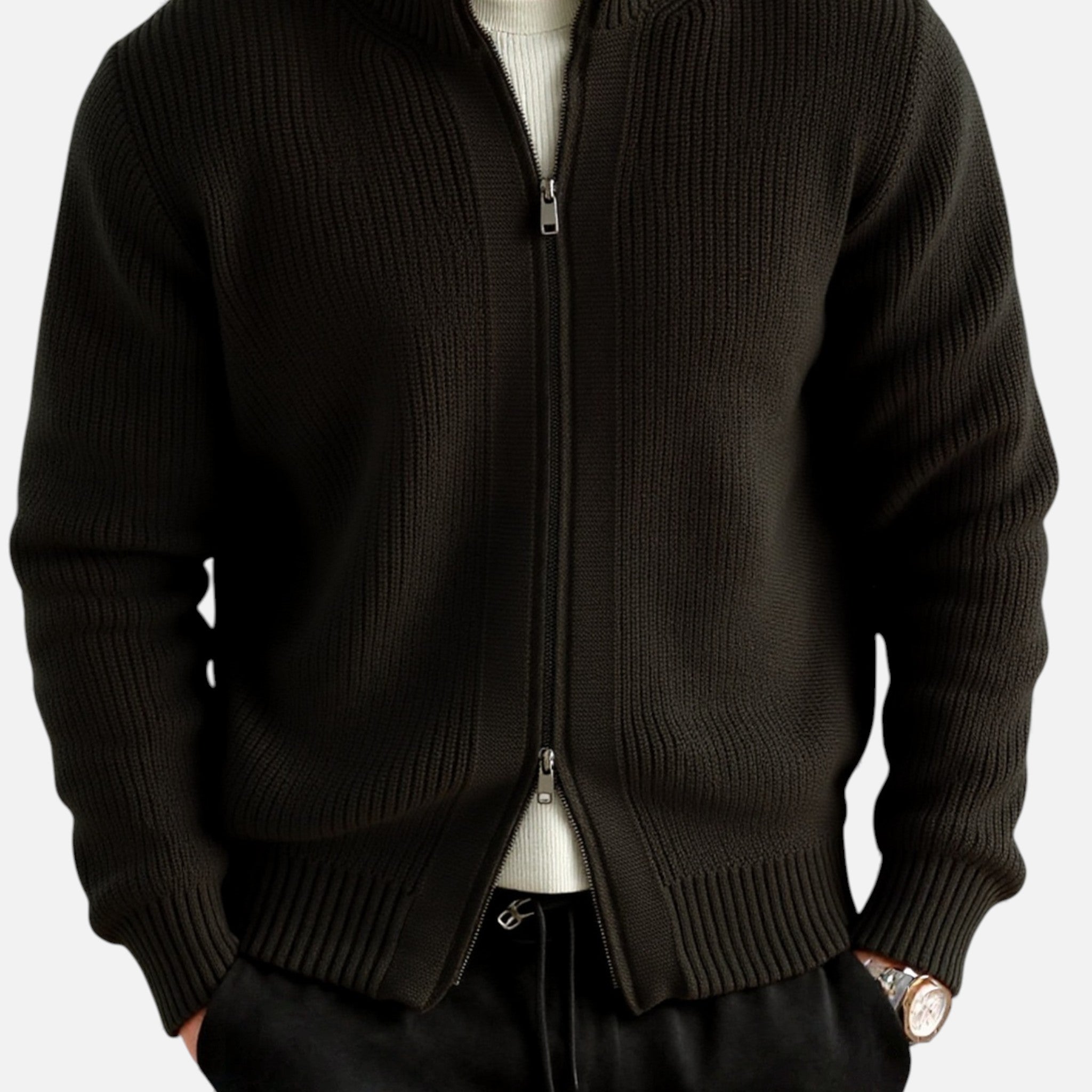 Luzeva | Men’s Heritage Chunky Knit Cardigan – Timeless Autumn Layer