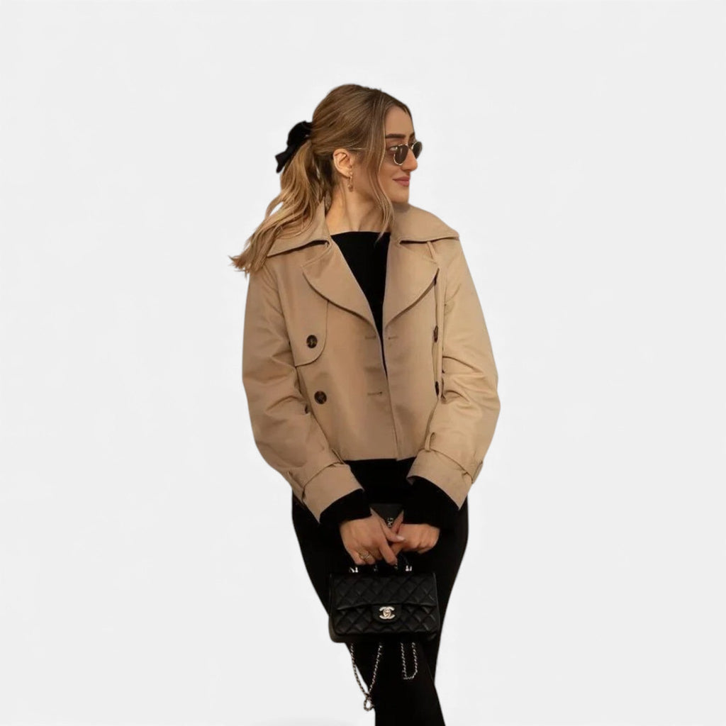 Luzeva | Women’s Cropped Trench Jacket – Vintage Chic