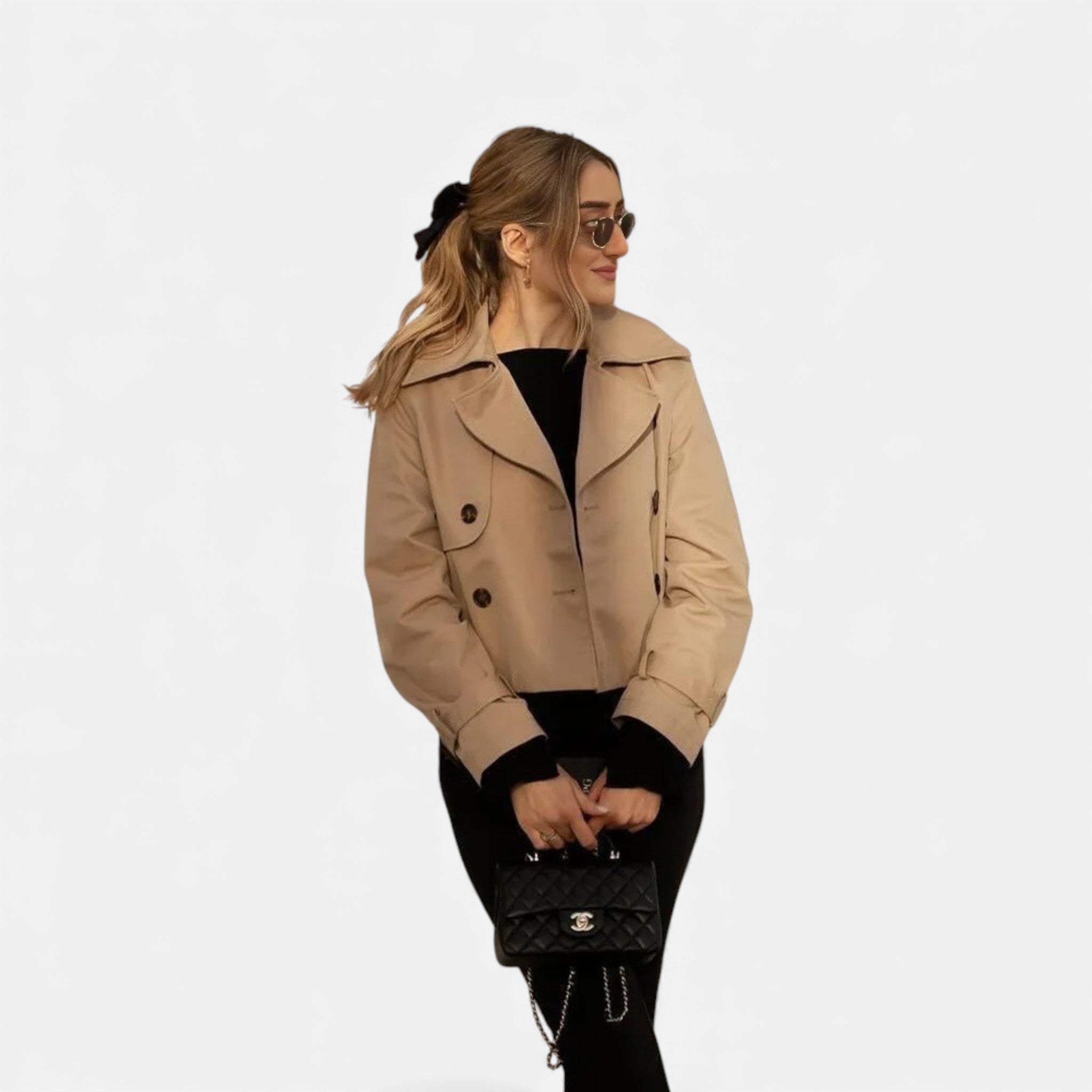 Luzeva | Women’s Cropped Trench Jacket – Vintage Chic