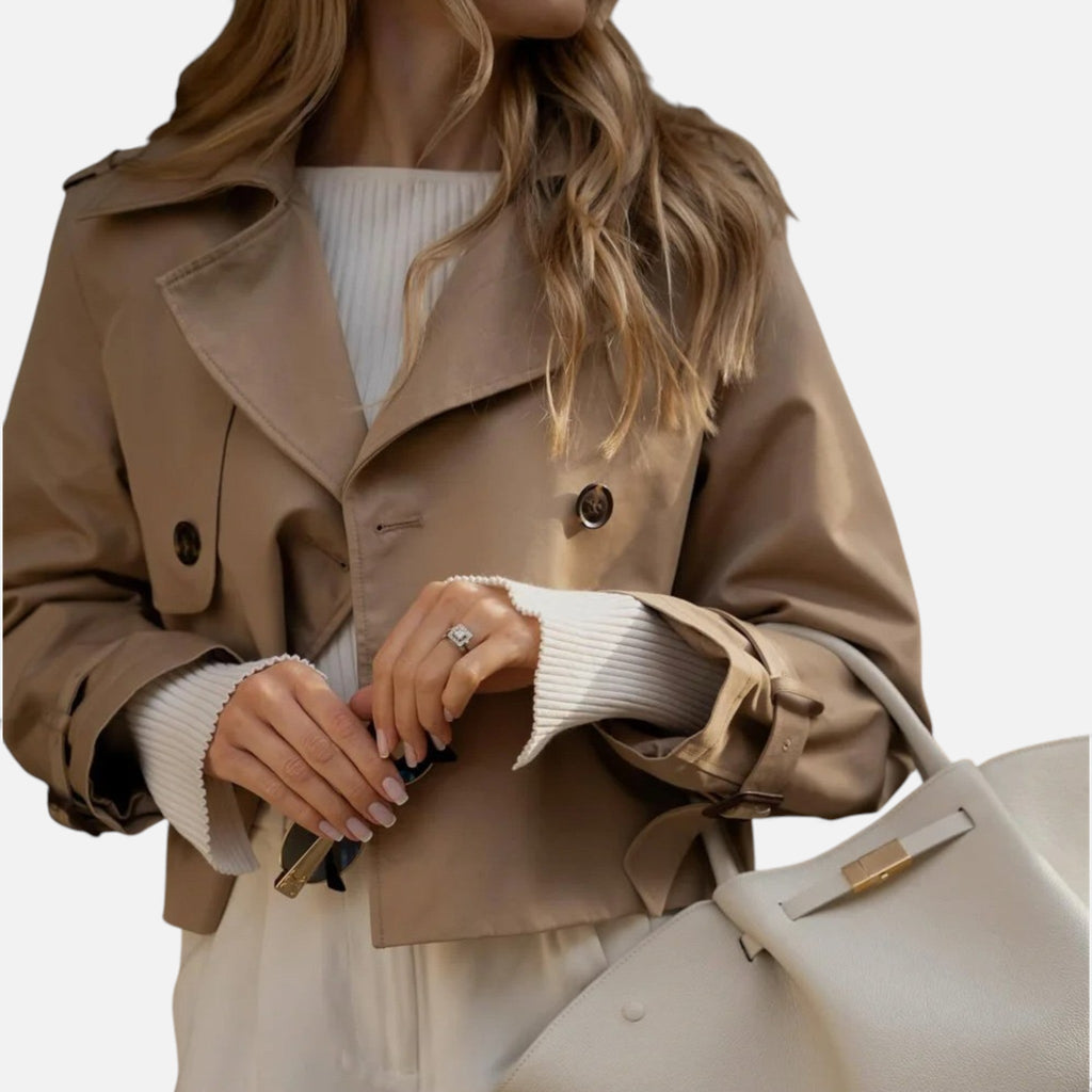 Luzeva | Women’s Cropped Trench Jacket – Vintage Chic