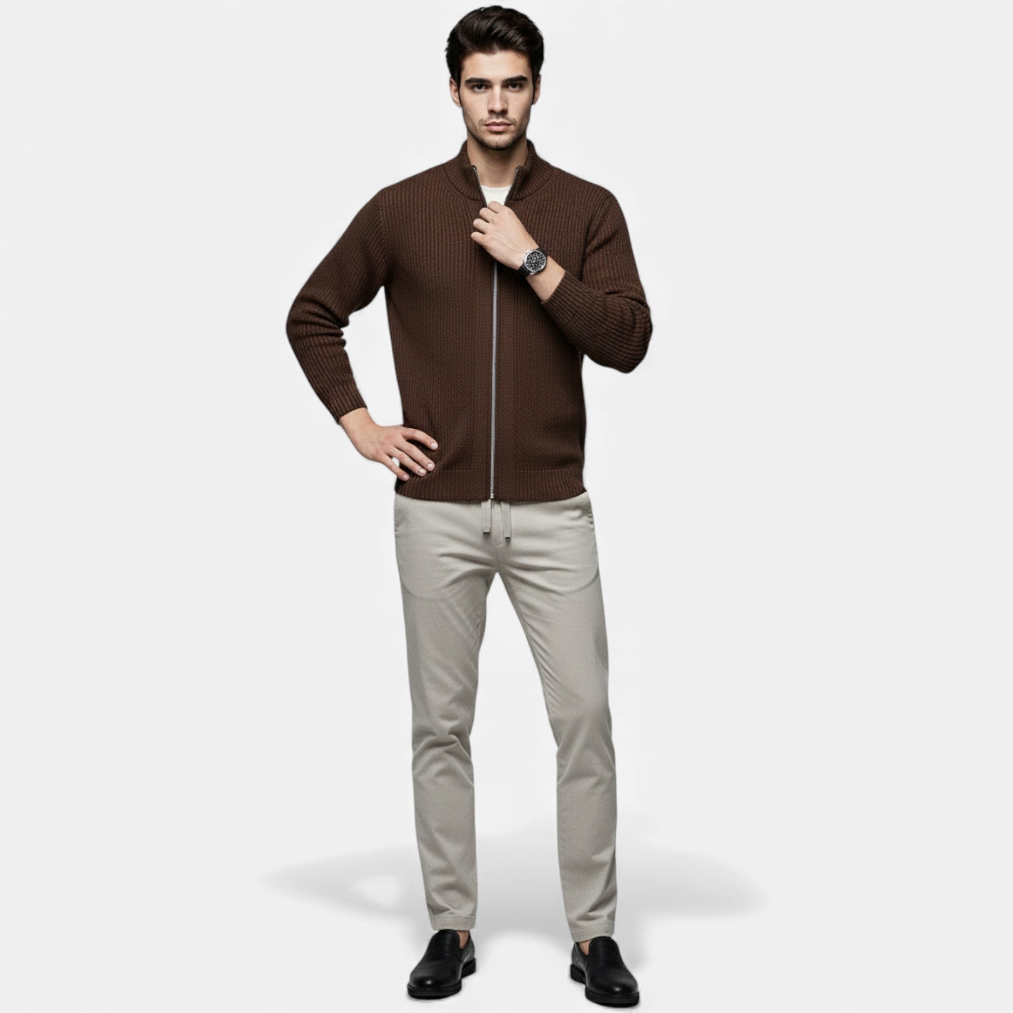 Luzeva | Men’s Heritage Chunky Knit Cardigan – Timeless Autumn Layer
