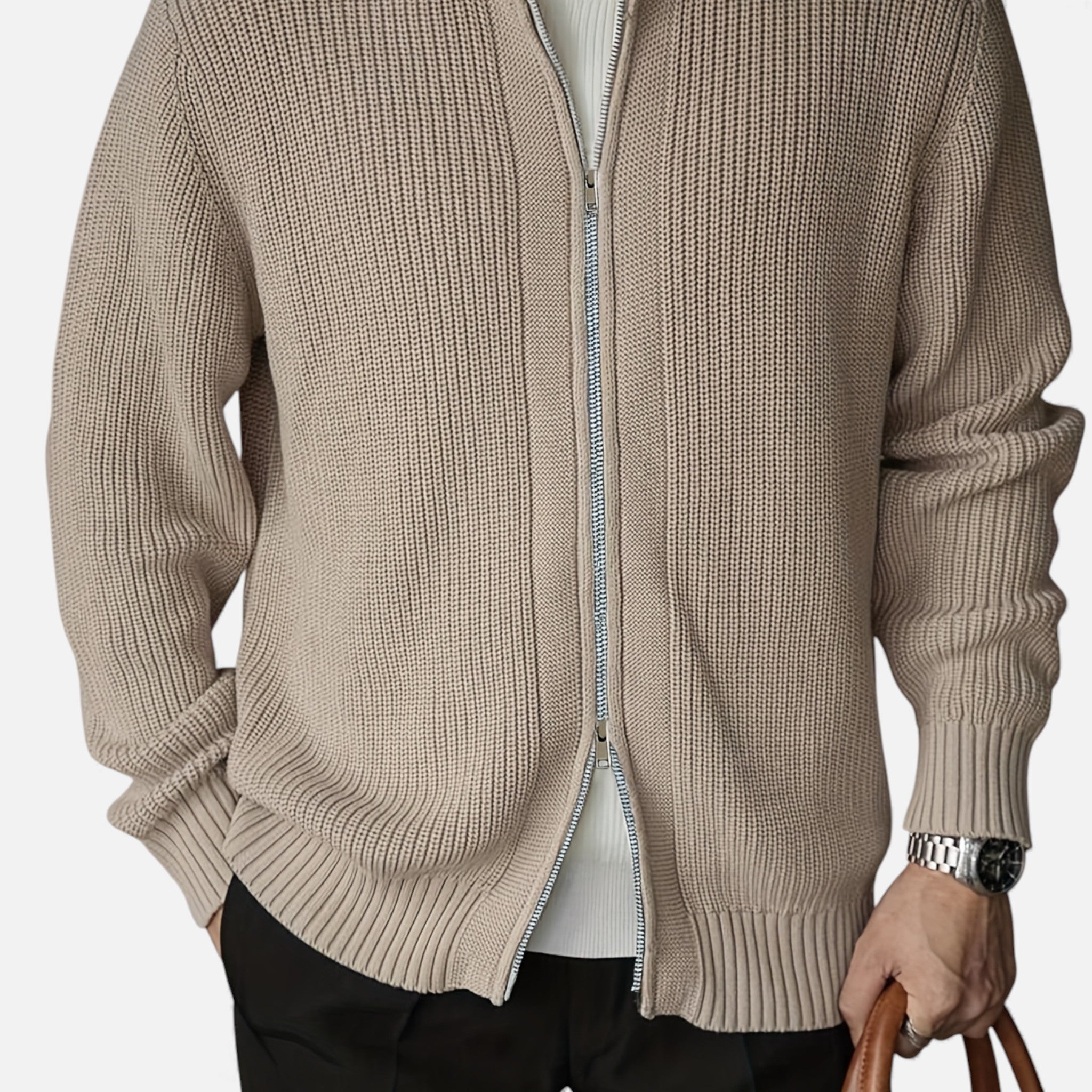 Luzeva | Men’s Heritage Chunky Knit Cardigan – Timeless Autumn Layer