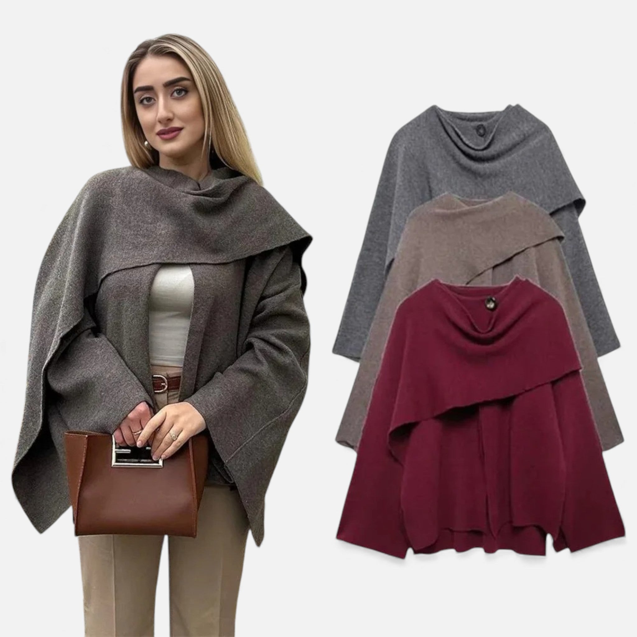 Luzeva | Women’s Chic Split Scarf Coat – Timeless Comfort