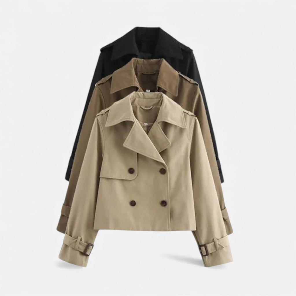 Luzeva | Women’s Cropped Trench Jacket – Vintage Chic