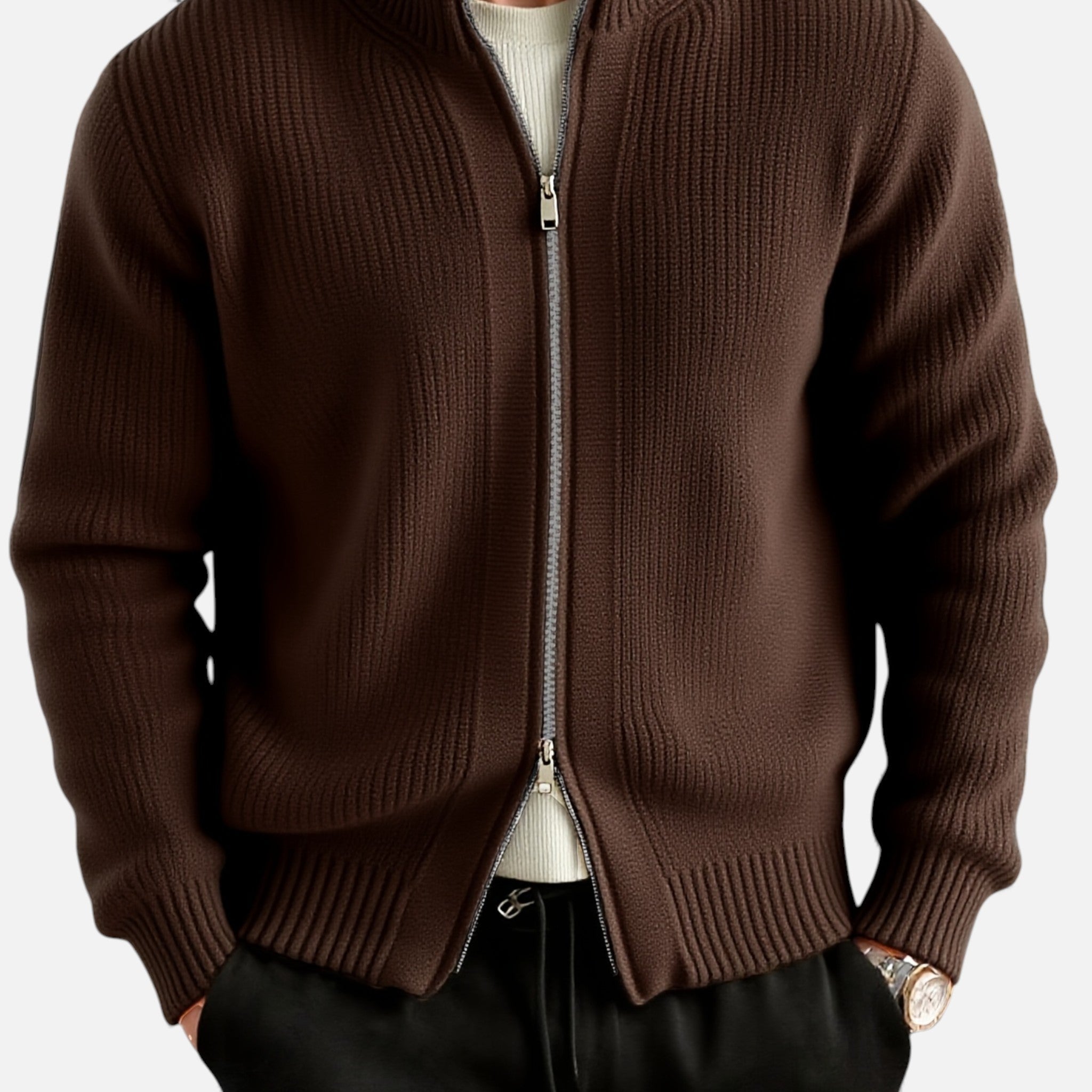 Luzeva | Men’s Heritage Chunky Knit Cardigan – Timeless Autumn Layer